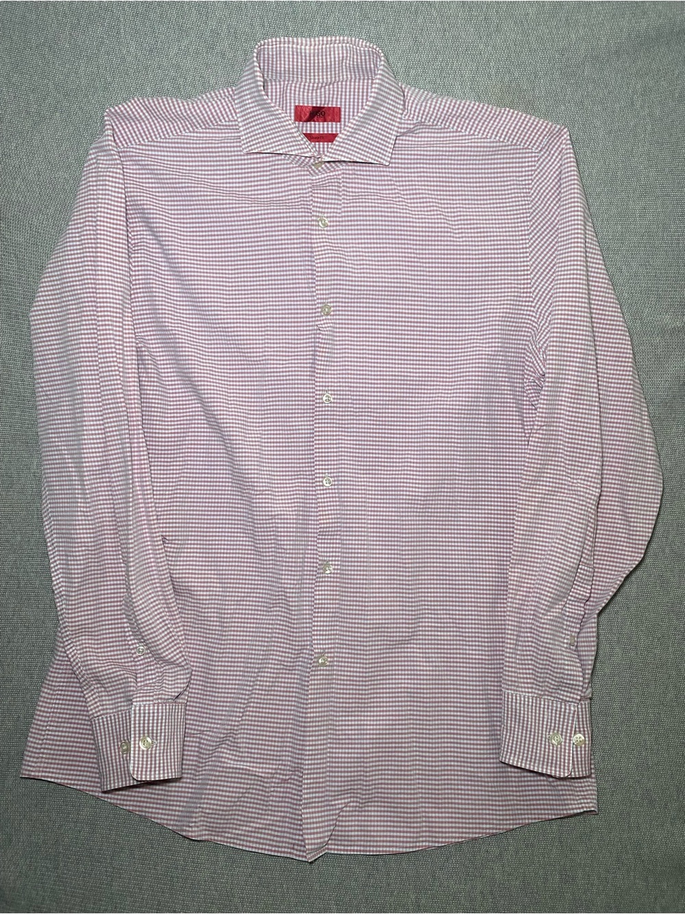 Hugo Boss Shirt Men's 16 34/35 Button Up Sharp Fit Gingham Business Long